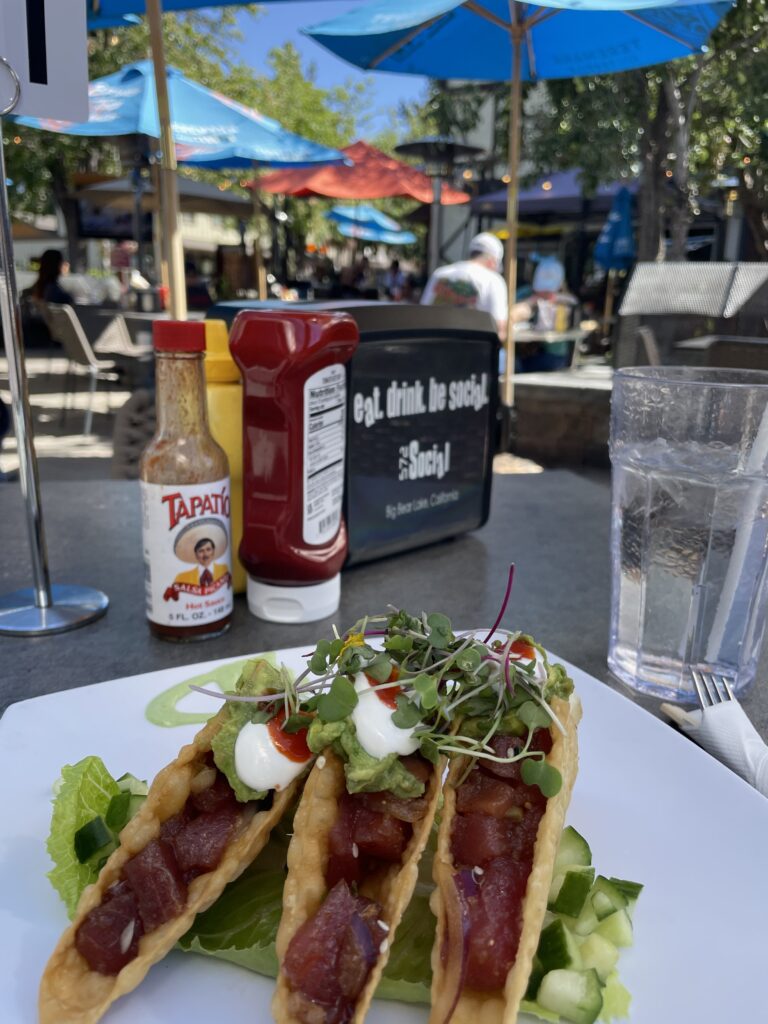 Ahi tuna tacos in the Village at Big Bear