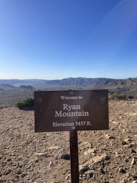 Ryan Mountain elevation 5457 feet sign