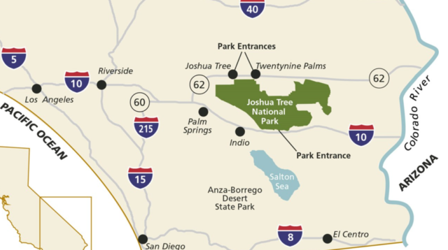 Joshua Tree National Park Map of entrance stations