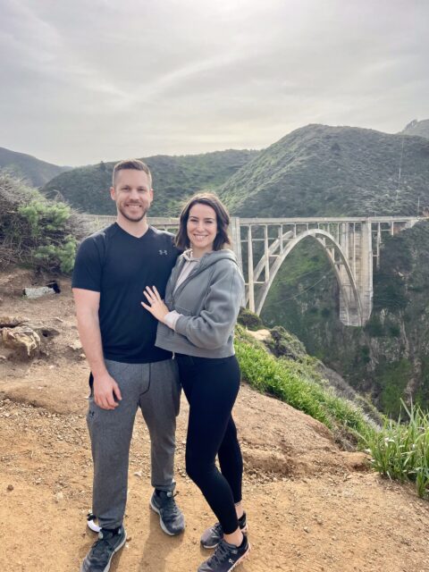 My husband and I posing in front of Bixby bridge