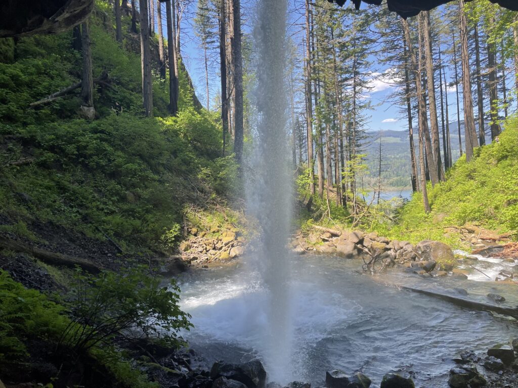 The view from behind Ponytail Falls