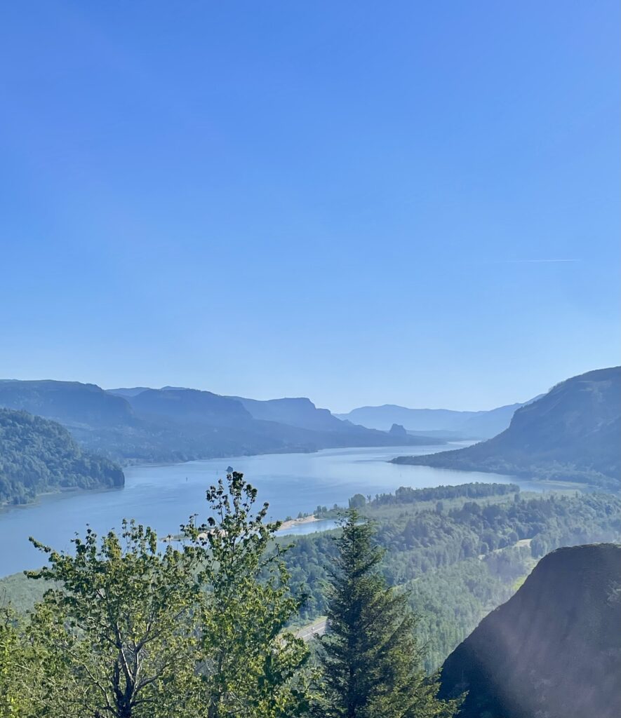 View of Columbia River Gorge from the Vista house at Crown Point 