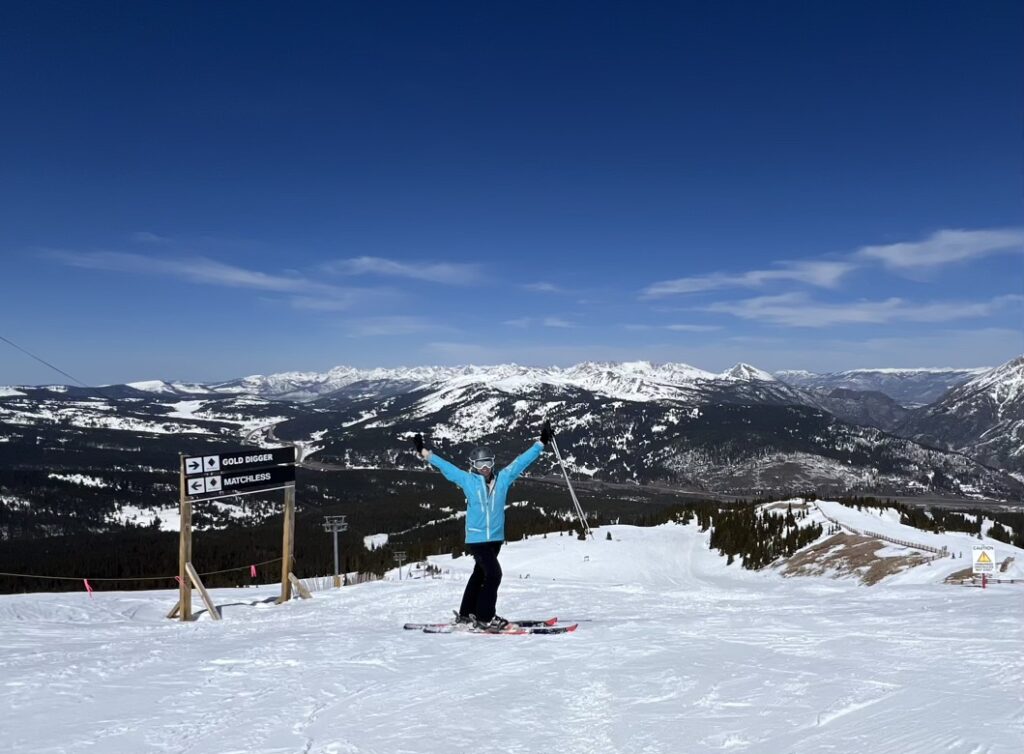Me at a ski resort during my Colorado travel nurse contract