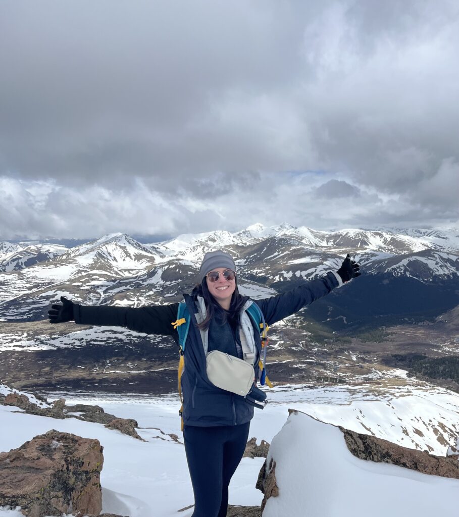 Me, dressed for the cold at the top of Mount Bierdstadt
